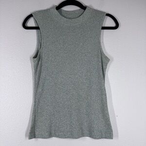 Twothirds Mock Neck Tank Top Heathered Green Recycled Ethical Women’s Medium